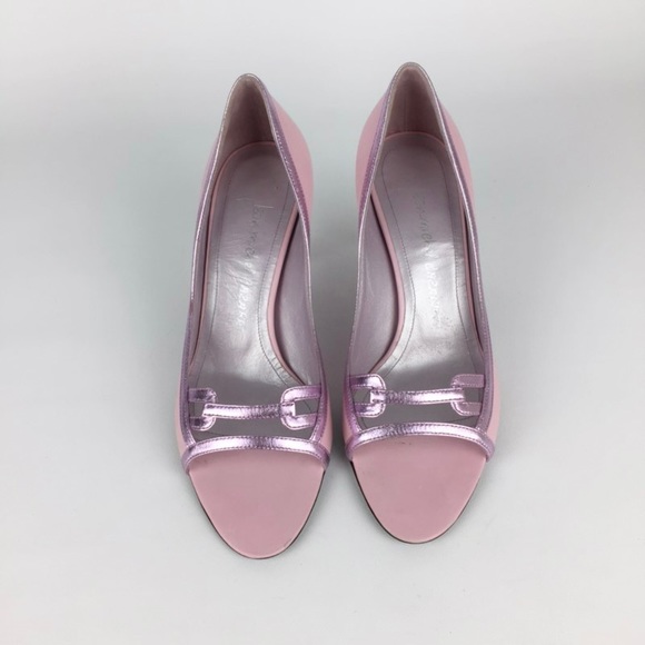 Jean Michel Cazabat Womens Pink Leather Open Toe Pumps Italian 35.5 US 5.5 - Picture 2 of 16